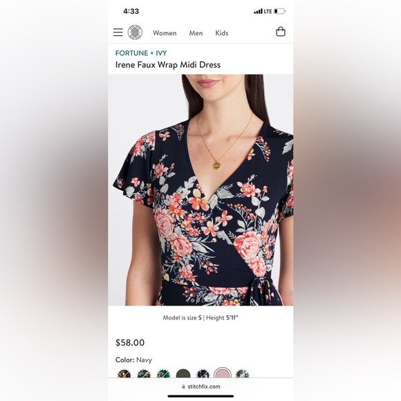 Fortune + Ivy Irene Faux Wrap Midi Dress Size 1X EUC - Picture 15 of 16